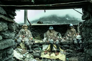 Eerie sculptures with helmets in - Credits: pexels